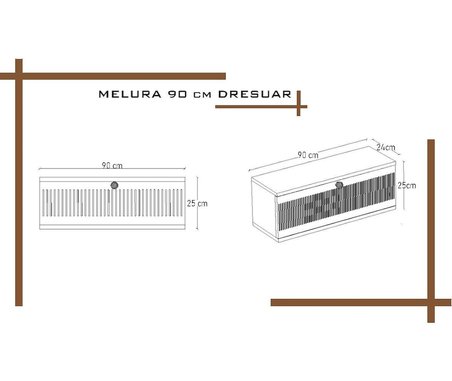 MELURA DRESUAR 90 CM %100 MDF KAPAKLI DUVARA MONTE