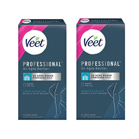 Veet Professional Ağda Bantları 12 li Hassas ve Normal 2 li Paket