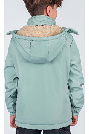 Erkek Çocuk Çıkarılabilir Kapüşonlu New Life Baskılı Kışlık Mont KM7361