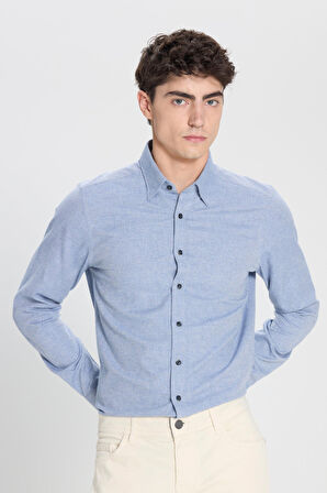 Slim Fit Dar Kesim Klasik Yaka Flanel Gömlek