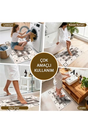 Banyo Paspası, Yumuşak Banyo Halısı, Kaymaz Dot Tabanlı, Yıkanabilir - 60x100