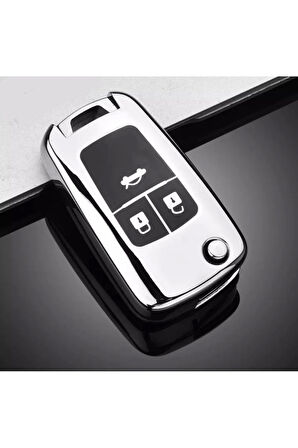 Chevrolet Cruze Parlak Anahtar Kılıfı Gümüş Renk