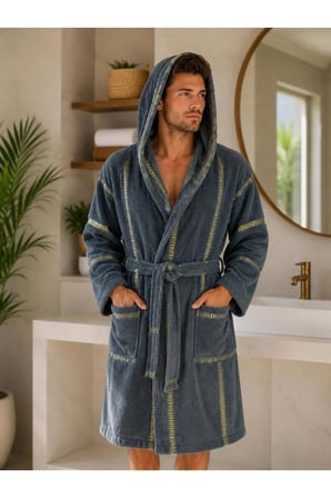 pamuklu unisex kapşonlu bornoz