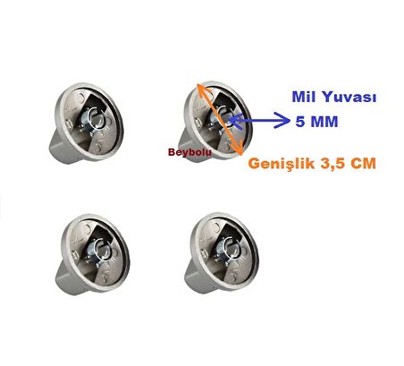 Bosch Uyumlu Ocak Düğmesi Gri Renk Set Üstü İçin 4 LÜ