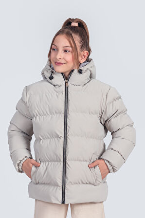 Kız Çocuk Kapüşonlu Nova Kumaş Kışlık Mont KM1010