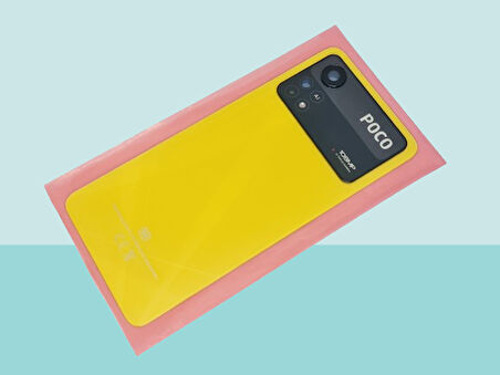 Tkgz - Xiaomi POCO X4 PRO Arka Kapak Batarya Kapağı (Cam Full Lensli) - SARI