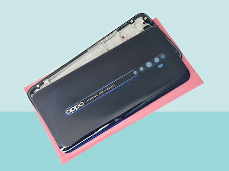 Tkgz - Oppo RENO 2Z FULL KASA Arka Kapak Batarya Kapağı - SİYAH