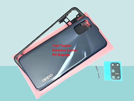 Tkgz - Oppo A72 FULL KASA Arka Kapak Batarya Kapağı - SİYAH