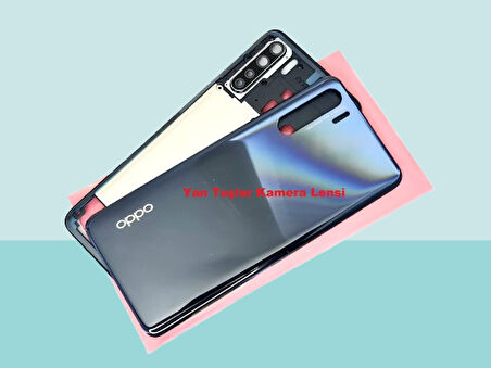 Tkgz - Oppo A91 ORJ FULL KASA Arka Kapak Batarya Kapağı - SİYAH