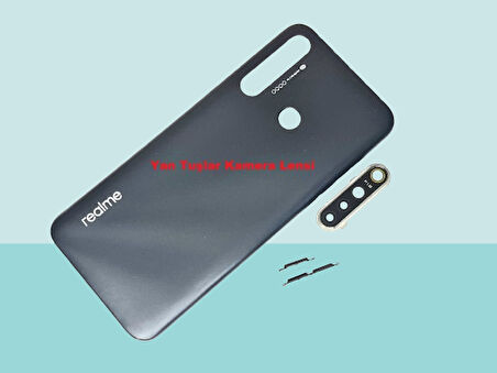 Tkgz - Oppo Realme 5İ FULL KASA Arka Kapak Batarya Kapağı - SİYAH