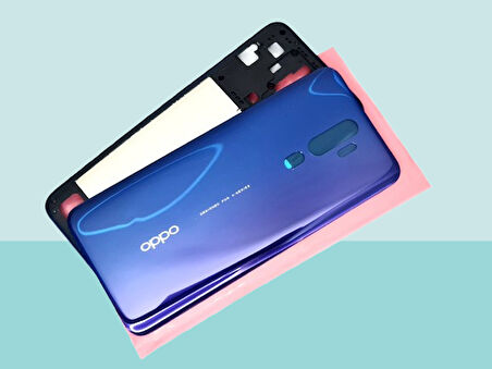 Tkgz - Oppo A9 2020 FULL KASA Arka Kapak Batarya Kapağı - MAVİ