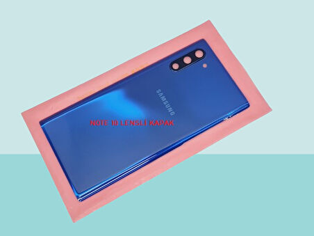 Tkgz - Samsung Galaxy NOTE 10 Arka Kapak Batarya Kapağı (Cam Full Lensli) - MAVİ