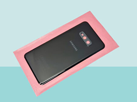 Tkgz - Samsung Galaxy S10 E Arka Kapak Batarya Kapağı (Cam Full Lensli) - SİYAH