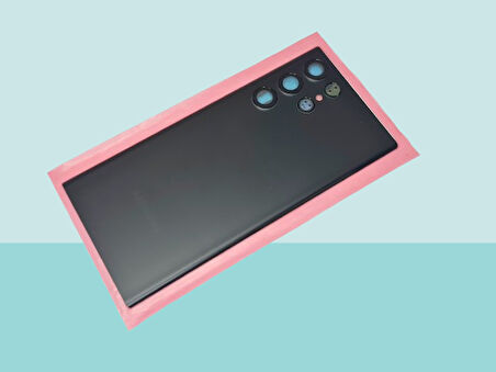 Tkgz - Samsung Galaxy S22 ULTA Arka Kapak Batarya Kapağı (Cam Full Lensli) - SİYAH