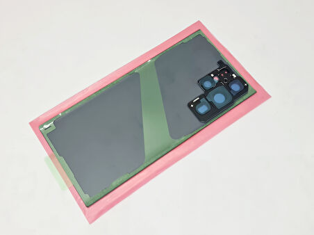 Tkgz - Samsung Galaxy S22 ULTA Arka Kapak Batarya Kapağı (Cam Full Lensli) - SİYAH