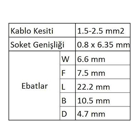 GFFD2638 Tam İzoleli Dişi Faston Kablo Ucu 100 Adet