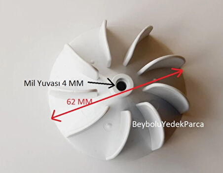 Hector Pervane Saç Kurutma Pervanesi 9 Kanat Çap 62 MM Mil Yuvası