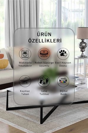 Yıkanabilir Kaymaz Taban Dijital Baskılı Halı ve Yolluk – Leke Tutmaz Salon & Mutfak Halısı