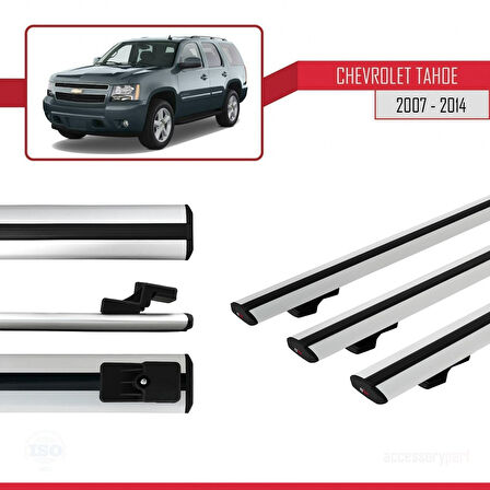 Chevrolet Tahoe 3 2007-2014 Arası ile Uyumlu BASIC Model Ara Atkı Tavan Barı Gri 3 Adet