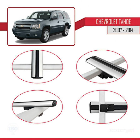 Chevrolet Tahoe 3 2007-2014 Arası ile Uyumlu BASIC Model Ara Atkı Tavan Barı Gri 3 Adet