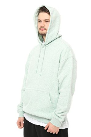 defy's Erkek Oversize Kapüşonlu Sweatshirt Yeşil Melanj