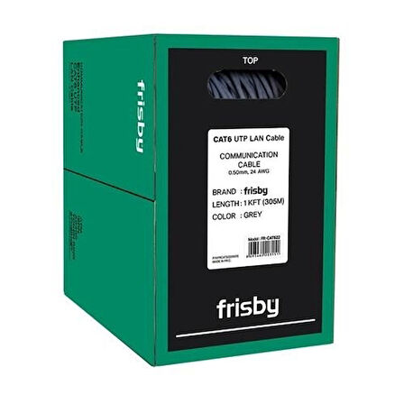 FRISBY FNW-CAT622 305MT 0.50MM 24AWG CAT6 UTP KABLO GRİ