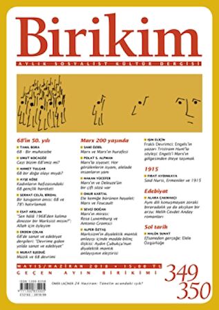 Birikim Aylık Sosyalist Kültür Dergisi Sayı: 349 - 350 Mayıs /Haziran 2018
