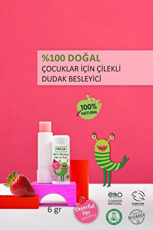 INCIA %100 Doğal Kids Dudak Besleyici Çilek Bitkisel Nemlendirici Dudak Bakım Kremi 6 gr