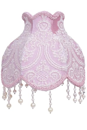 Pudra Pembe Kadife Kaplı El Yapımı Prenses Model Abajur Şapkası 30x27cm LAMBADER İÇİN UYUMLU DEĞİLDİR !