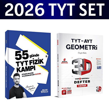 2026 TYT 55 Günde Fizik Kampı Özcan Aykın+ TYT Geometri Video Destek Defteri 3D Yayınları