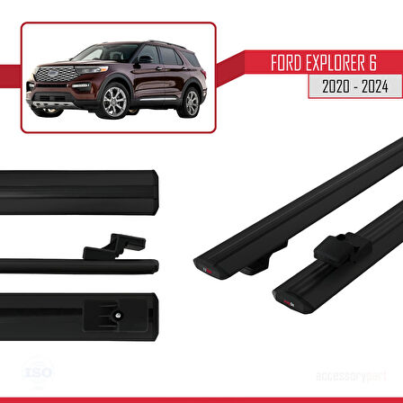 Ford Explorer 6 2020-2024 Arası ile Uyumlu BASIC Model Ara Atkı Tavan Barı Siyah 2 Adet