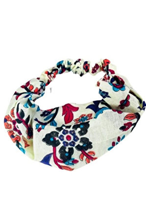 2 adet Çini Desenli Paraşüt Lastikli Bandana, Lastikli Saç Bandı, Bandana