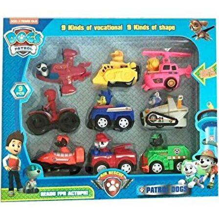 Paw Patrol Eğitici Yeni Sezon Araba Köpekler 9 Lu Figür Araçları Paw Patrol