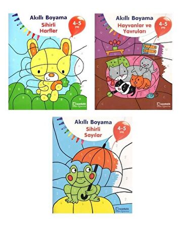 4-5 Yaş Akıllı Boyama Kitap Seti 3 Kitap Uçanbalık Yayınları