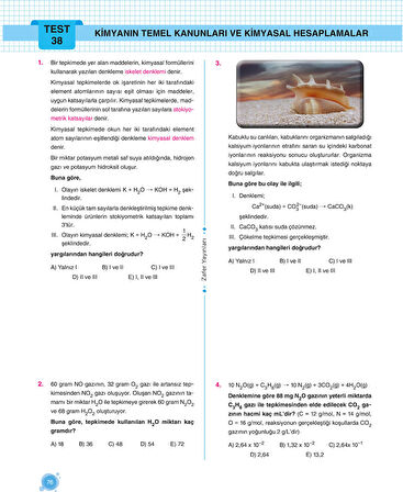 Zafer Yayınları 10. Sınıf KİMYA Soru Bankası Fasikül Seti - YENİ
