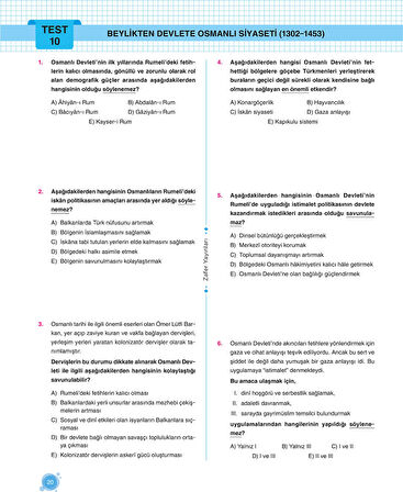 Zafer Yayınları 10. Sınıf TARİH Soru Bankası Fasikül Seti - YENİ