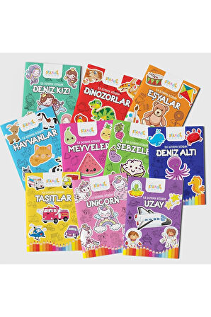 Ilk Boyama Kitabım Serisi - 10 Kitap (BÜYÜK RESİMLİ BOYAMA KİTABI)