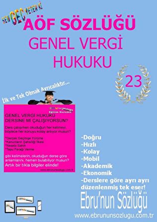 AÖF İİBF Ebrunun Sözlüğü-Genel Vergi Hukuku-E Sözlük