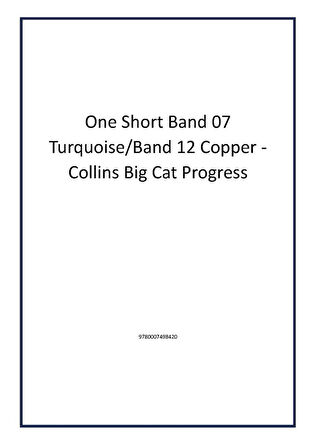 One Short Band 07 Turquoise/Band 12 Copper - Collins Big Cat Progress - Author