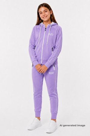 Kız Çocuk Scuba Unlimited Çİft Şeritli Kapüşonlu Reglan Kol Dalgıç Kumaş Eşofman Takımı ESF7023