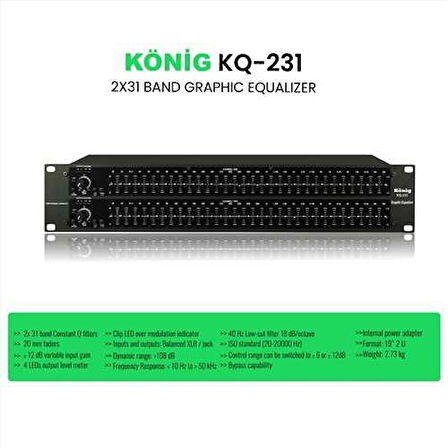 König KQ-231 2x31 Band Grafik Ekolayzer