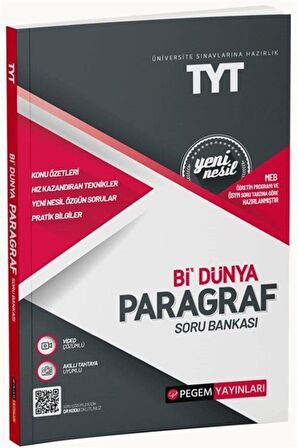 Pegem Yayınları Tyt Paragraf Bidünya Soru Bankası