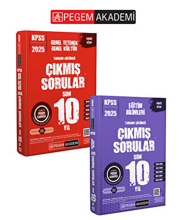 Pegem Akademi 2025 KPSS Genel Yetenek Genel Kültür Tamamı Çözümlü Çıkmış Sorular Son 10 Yıl + 2025 K