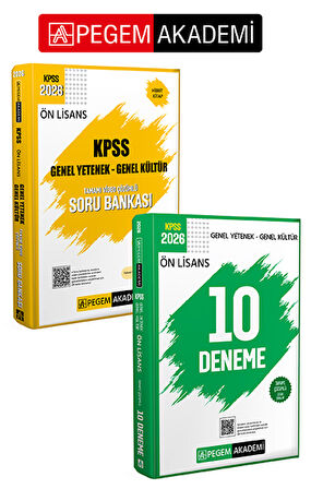 PEGEM AKADEMİ 2026 KPSS Ön Lisans Soru Bankası Genel Yetenek Genel Kültür Tamamı Video Çözümlü + 202