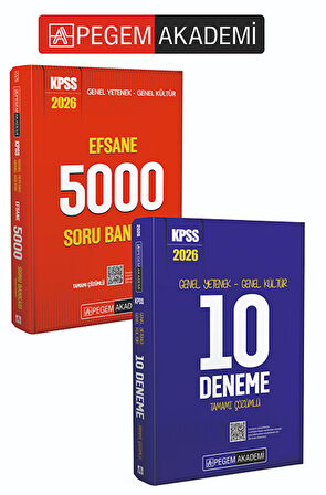 PEGEM AKADEMİ 2026 KPSS Genel Yetenek Genel Kültür Efsane 5000 Tamamı Çözümlü Soru Bankası + 2026 KP