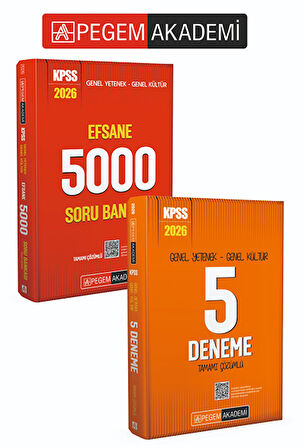 PEGEM AKADEMİ 2026 KPSS Genel Yetenek Genel Kültür Efsane 5000 Tamamı Çözümlü Soru Bankası +  2026 K