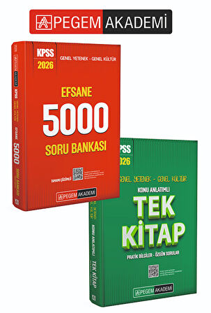 PEGEM AKADEMİ 2026 KPSS Genel Yetenek Genel Kültür Efsane 5000 Tamamı Çözümlü Soru Bankası + 2026 KP