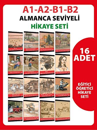 ALMANCA 16, LI HİKAYE SETİ. A1-A2-B1-B2.SEVİYELERİNDEDİR.