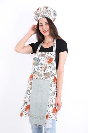 Tulipa Havlulu Mutfak Önlüğü (FIRIN ELDİVENİ TUTACAK VE AYARLANABİLİR ŞAPKA)