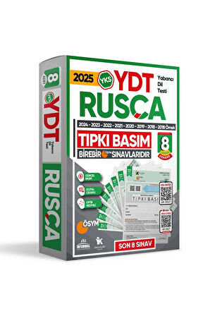 2025 YKS YDT (Yabancı Dil Testi) RUSÇA ÖSYM Çıkmış Soru Tıpkı Basım Deneme Paketi 8li Türkiye Geneli
